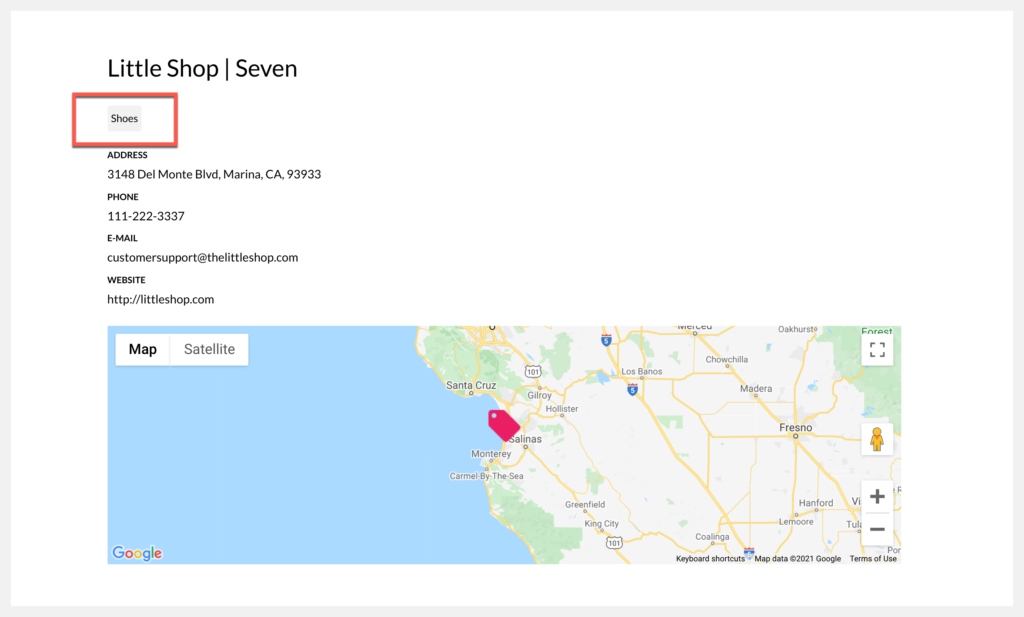 store locator set category