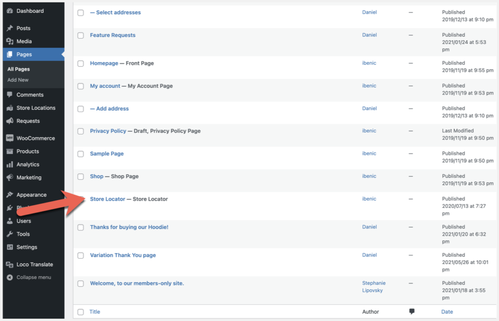 woocommerce store locator page