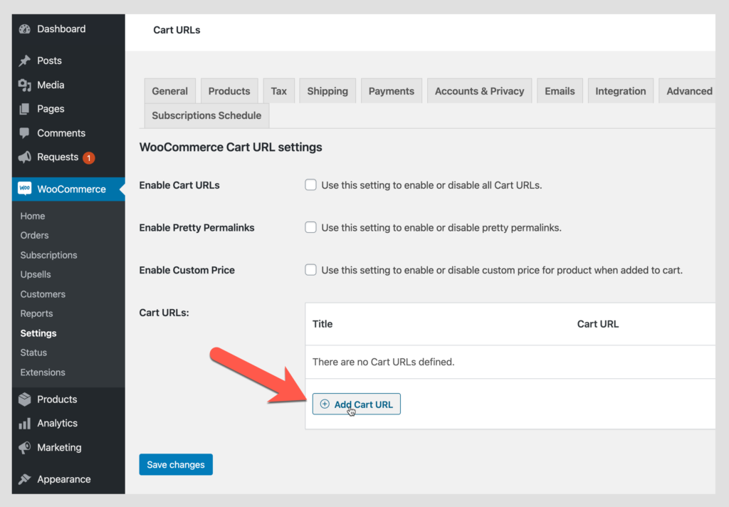 Add A Cart URL Button