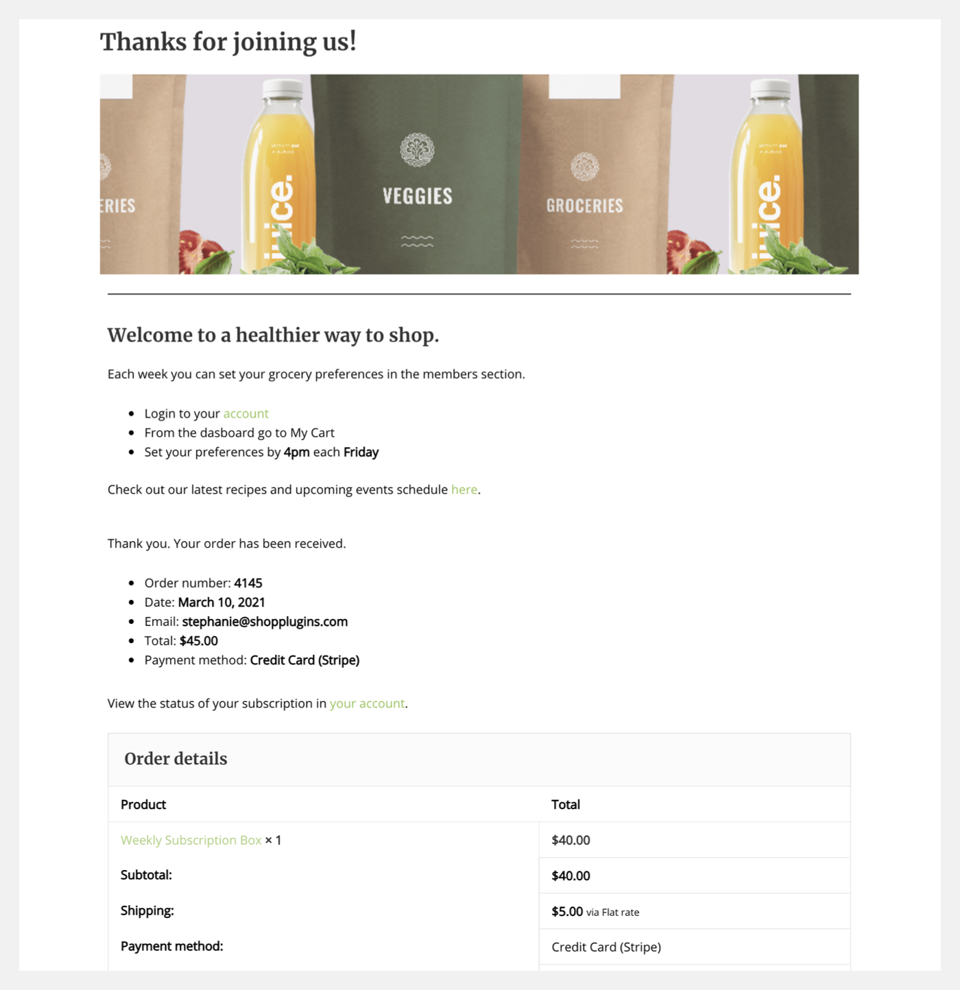 Custom thank you page redirect with order details