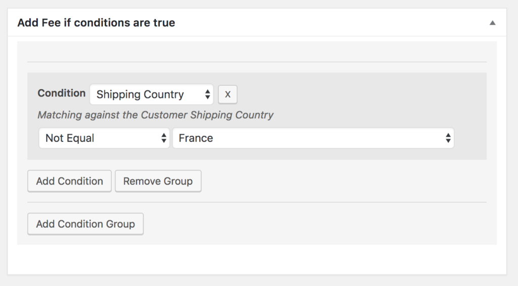 Create fees based on the shipping country