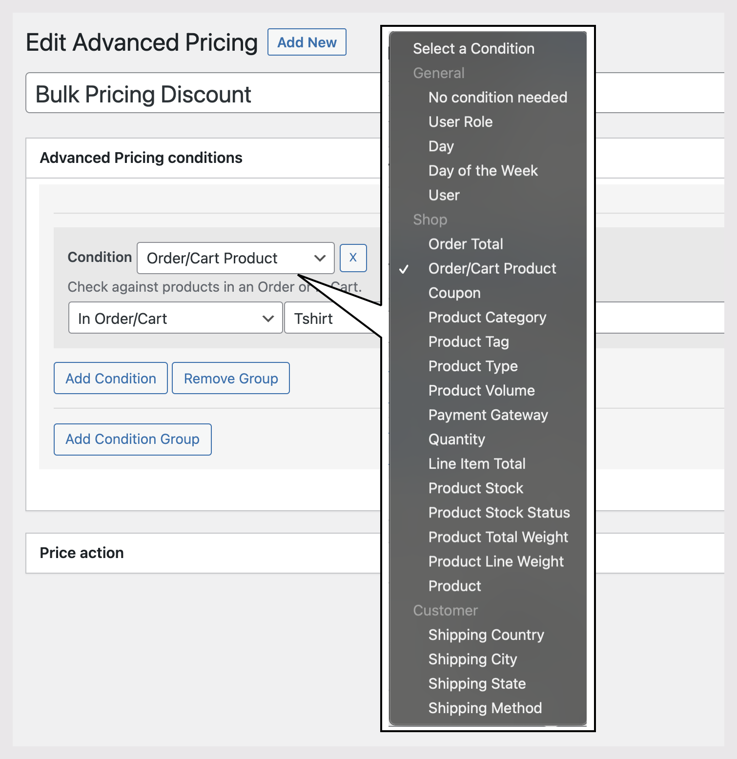 Define Pricing Conditions